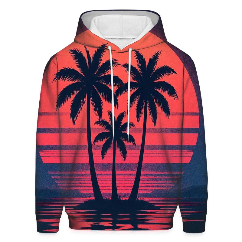Retro Wave Sunset Palms printed hoodies