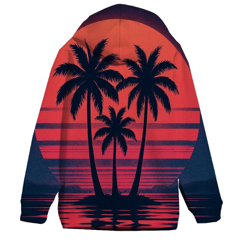 Retro Wave Sunset Palms printed hoodies