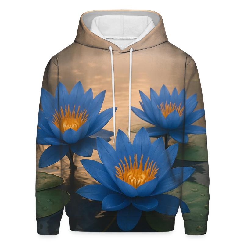 Riverbank Blue Waterlilies At Dawn hoodie trends