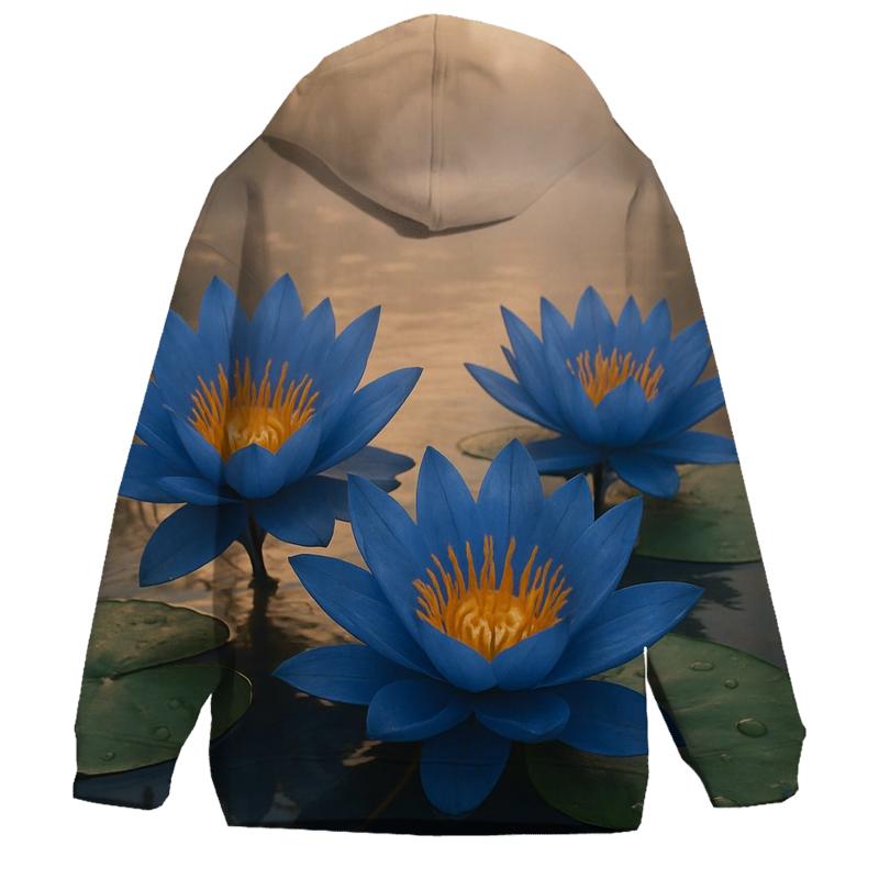 Riverbank Blue Waterlilies At Dawn hoodie trends