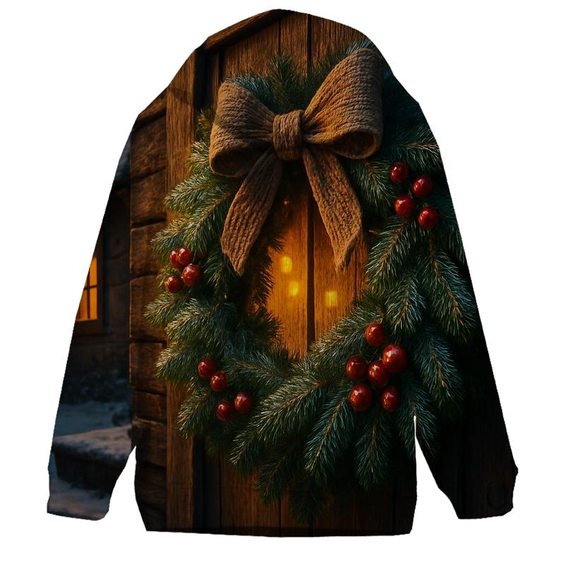 Wreath On The Cabin Door zip-up hoodies