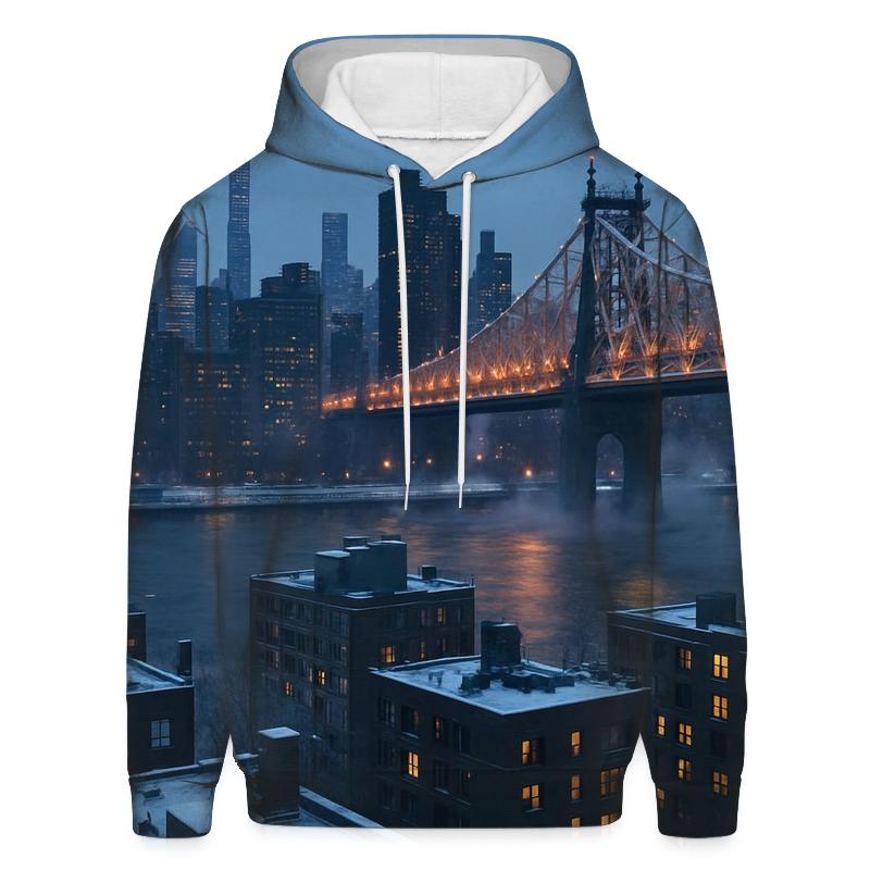 Winter Twilight From Roosevelt Island graphic hoodies