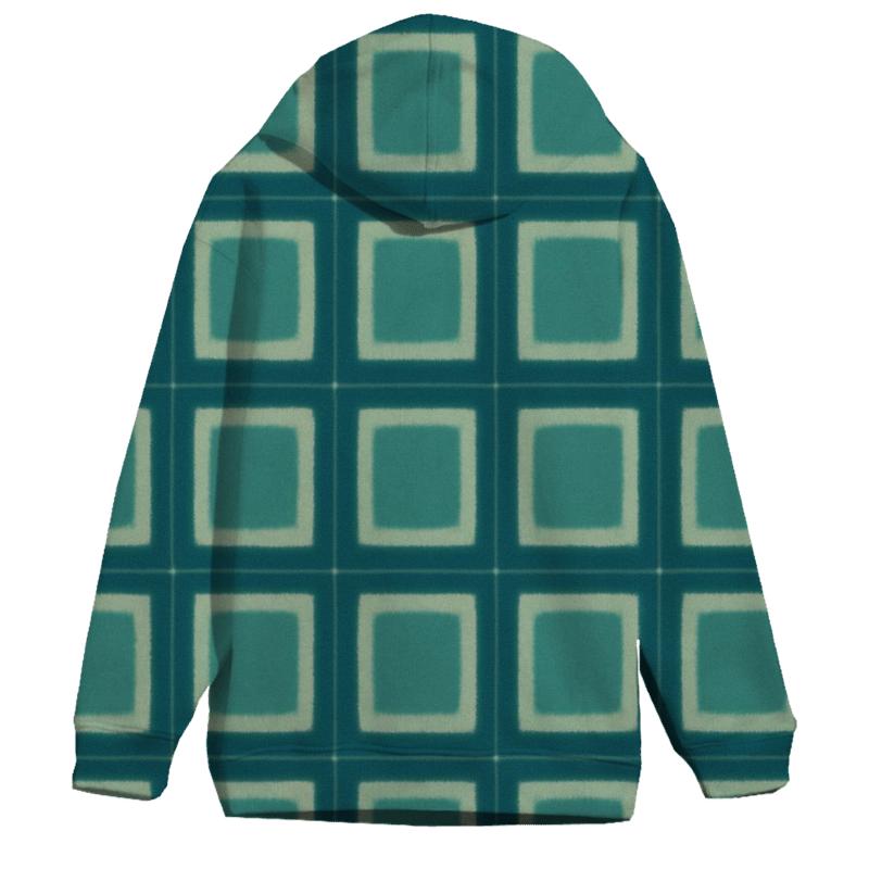 Itajime Teal Grid embroidered hoodies
