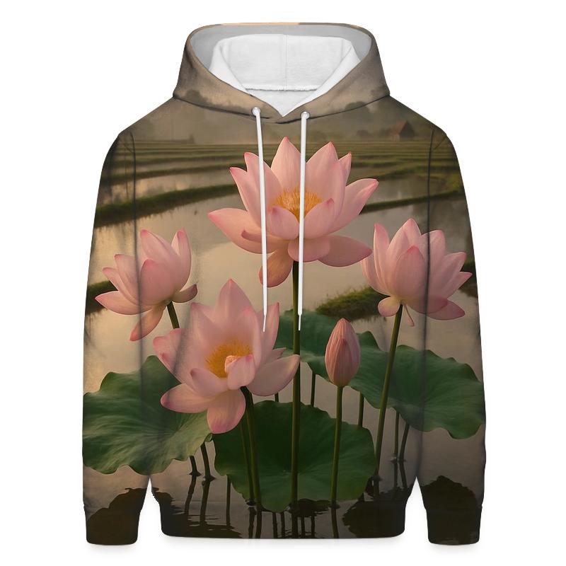 Rice Terrace Lotus Reflection custom hoodies