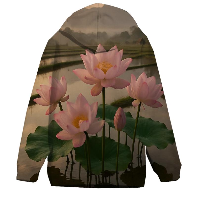 Rice Terrace Lotus Reflection custom hoodies