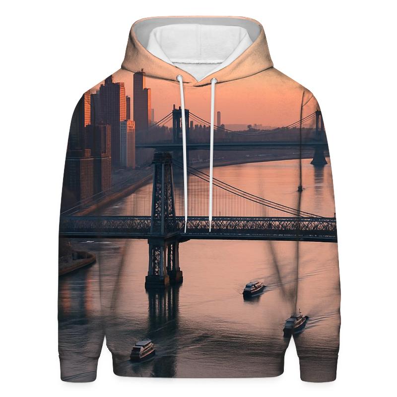 Sunrise Aerial Over East River printed hoodies