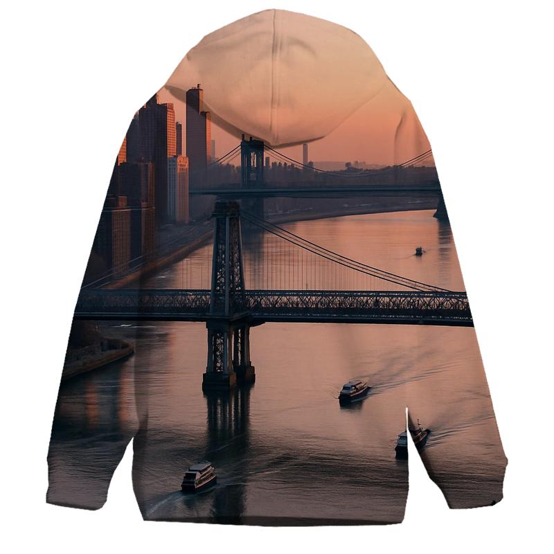 Sunrise Aerial Over East River printed hoodies