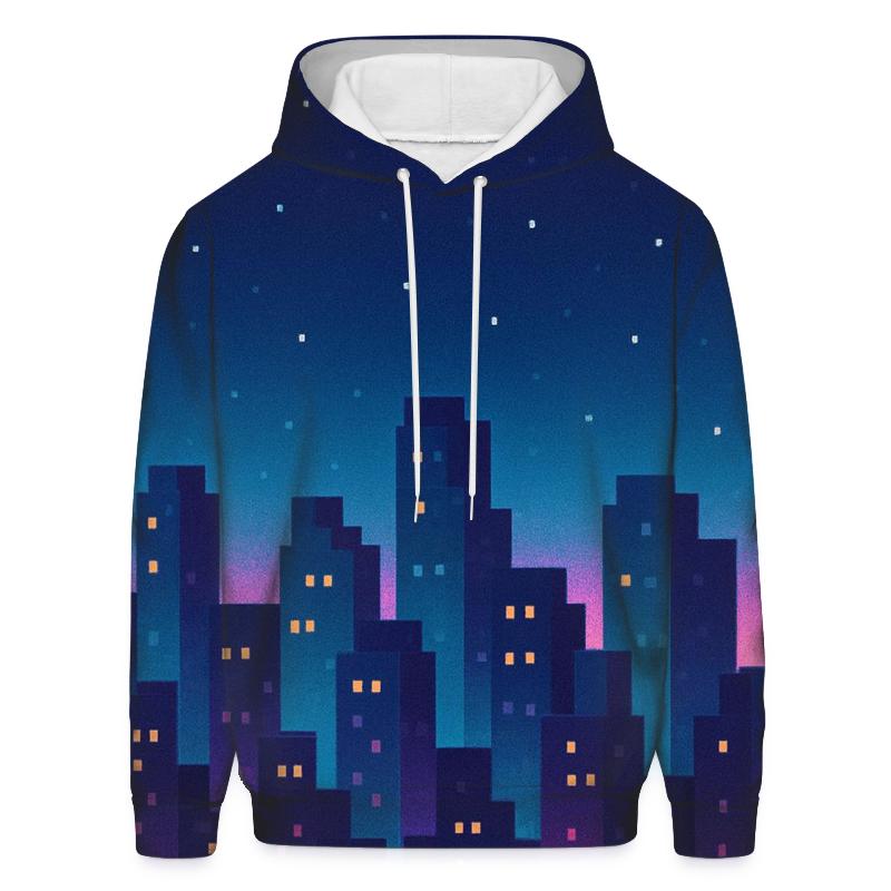 Pixel Skyline Glow pullover hoodies