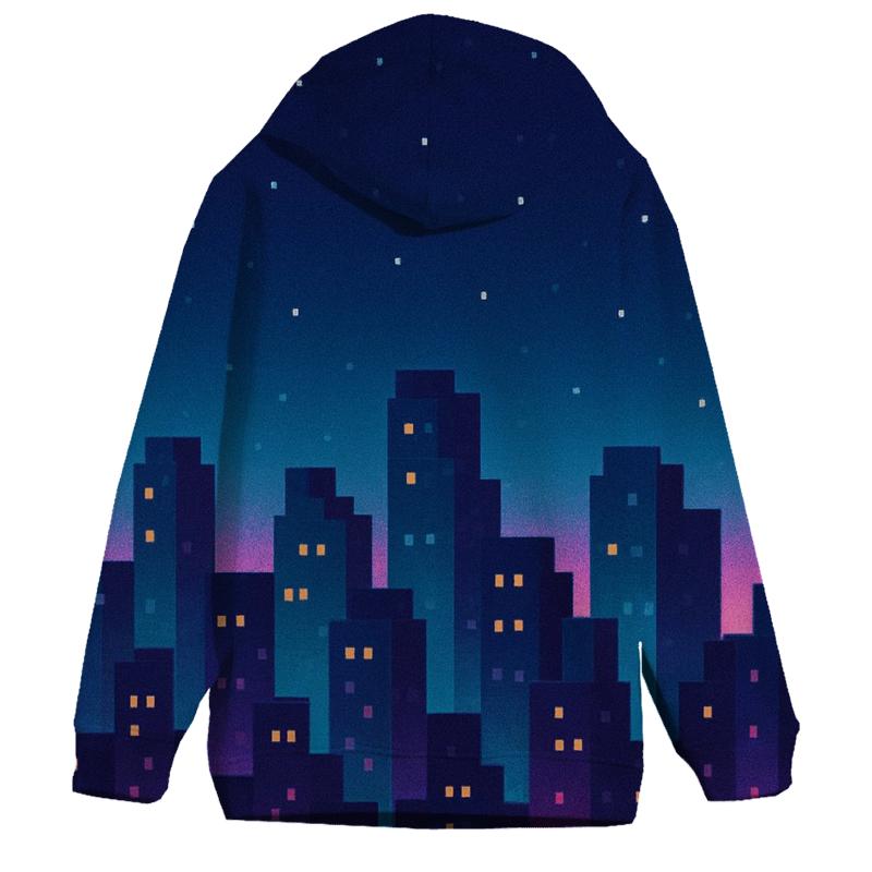 Pixel Skyline Glow pullover hoodies
