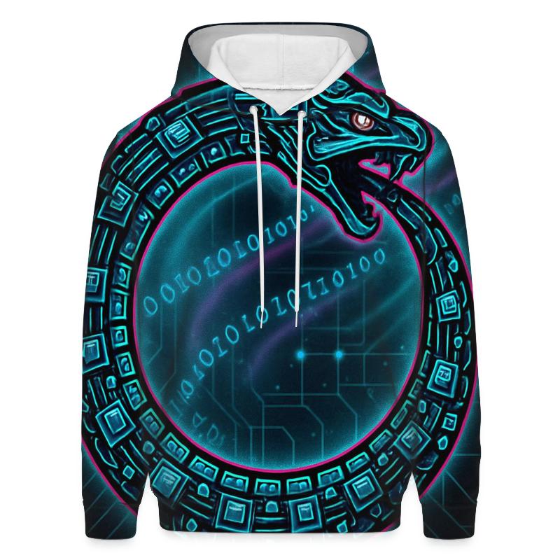 Binary Code Ouroboros Circuit heavyweight hoodies