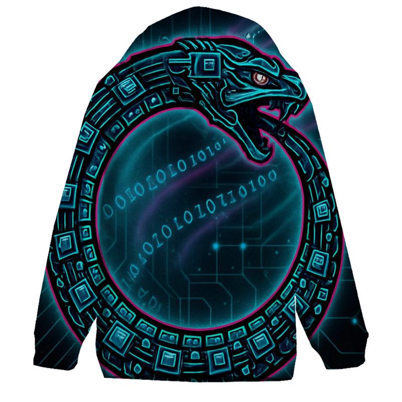 Binary Code Ouroboros Circuit heavyweight hoodies