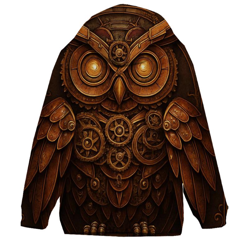 Steampunk Mechanical Owl lightweight hoodies
