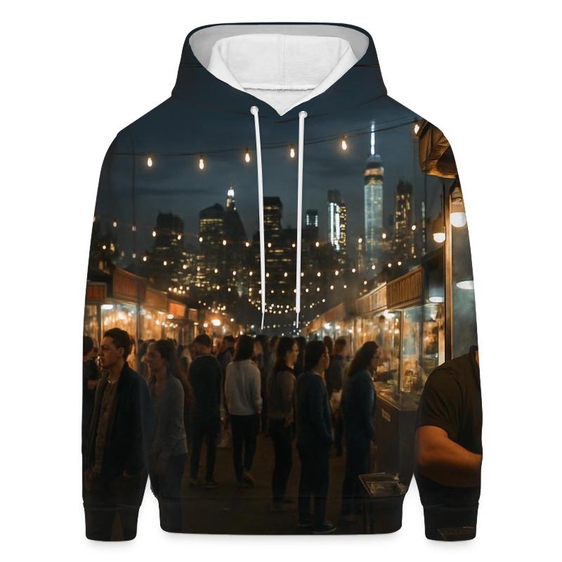 Queens Night Market Panorama heavyweight hoodies