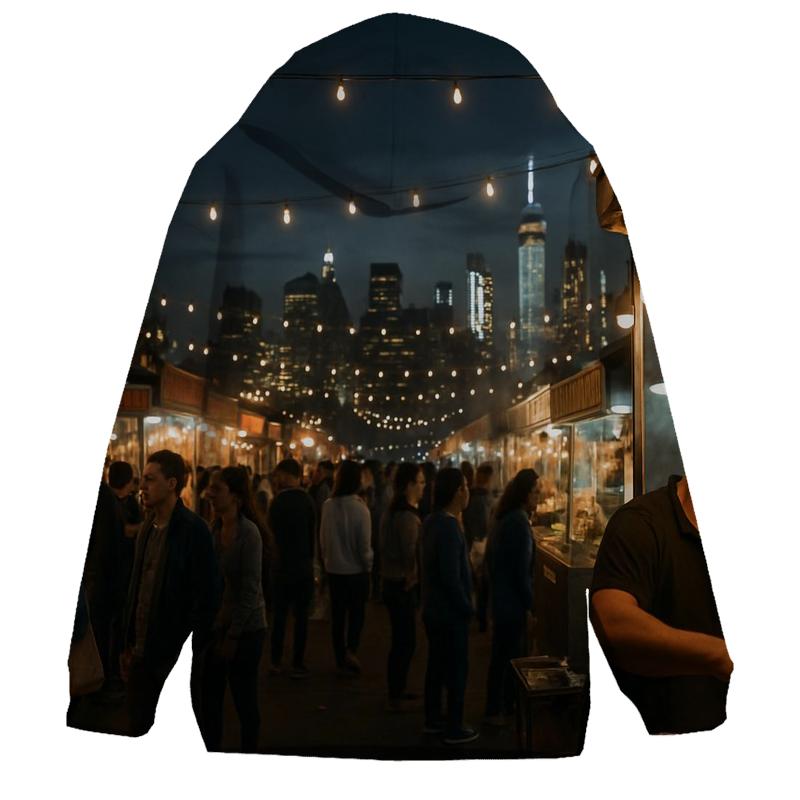 Queens Night Market Panorama heavyweight hoodies
