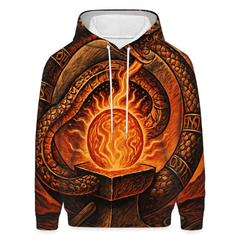 Solar Forge Ouroboros Crest printed hoodies
