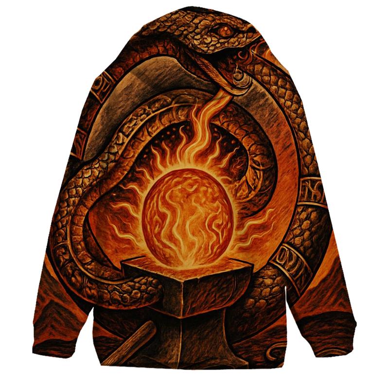 Solar Forge Ouroboros Crest printed hoodies