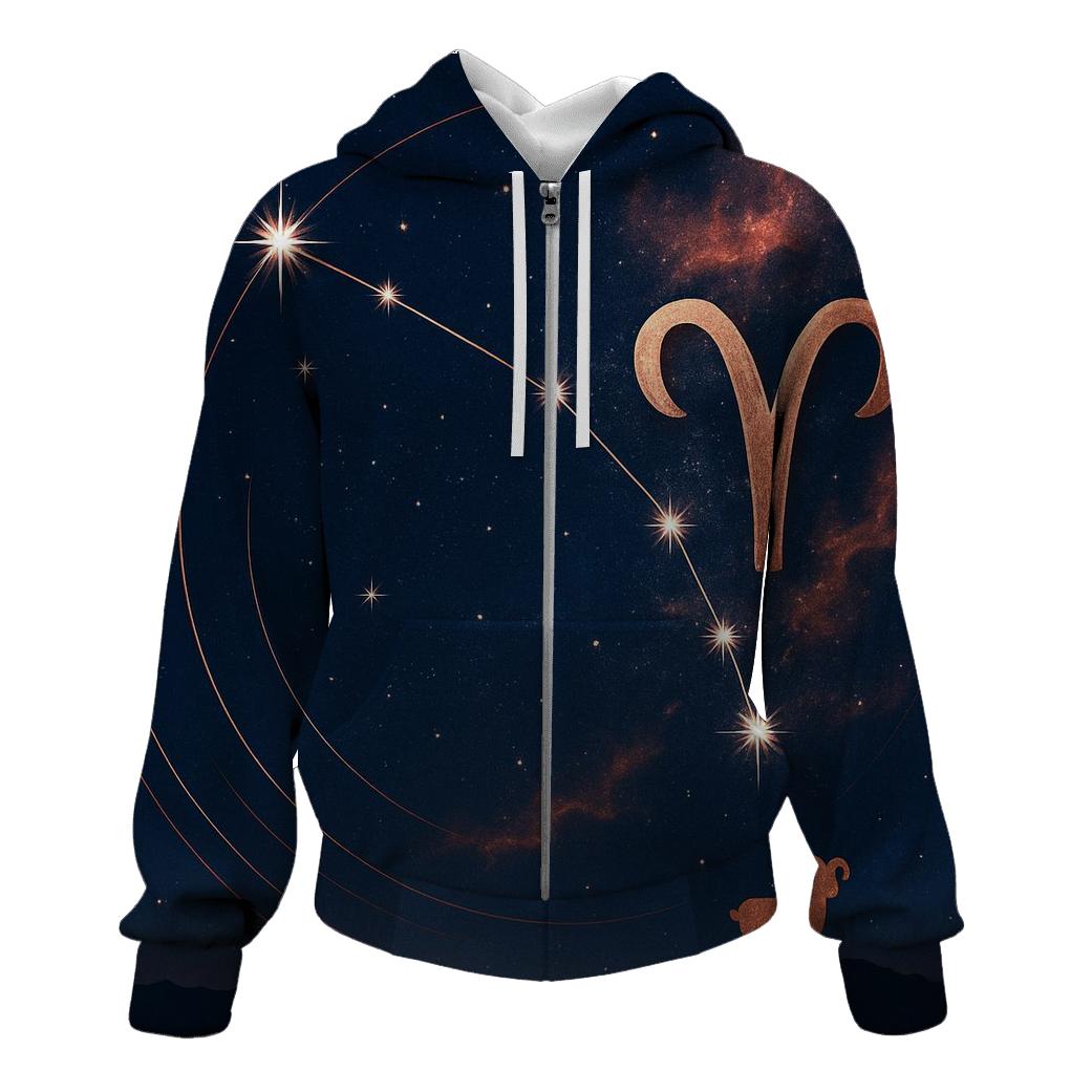 Celestial Aries Constellation Map zip-up hoodies