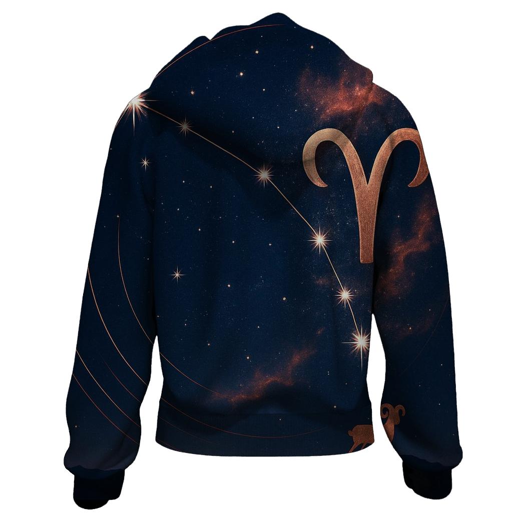 Celestial Aries Constellation Map zip-up hoodies