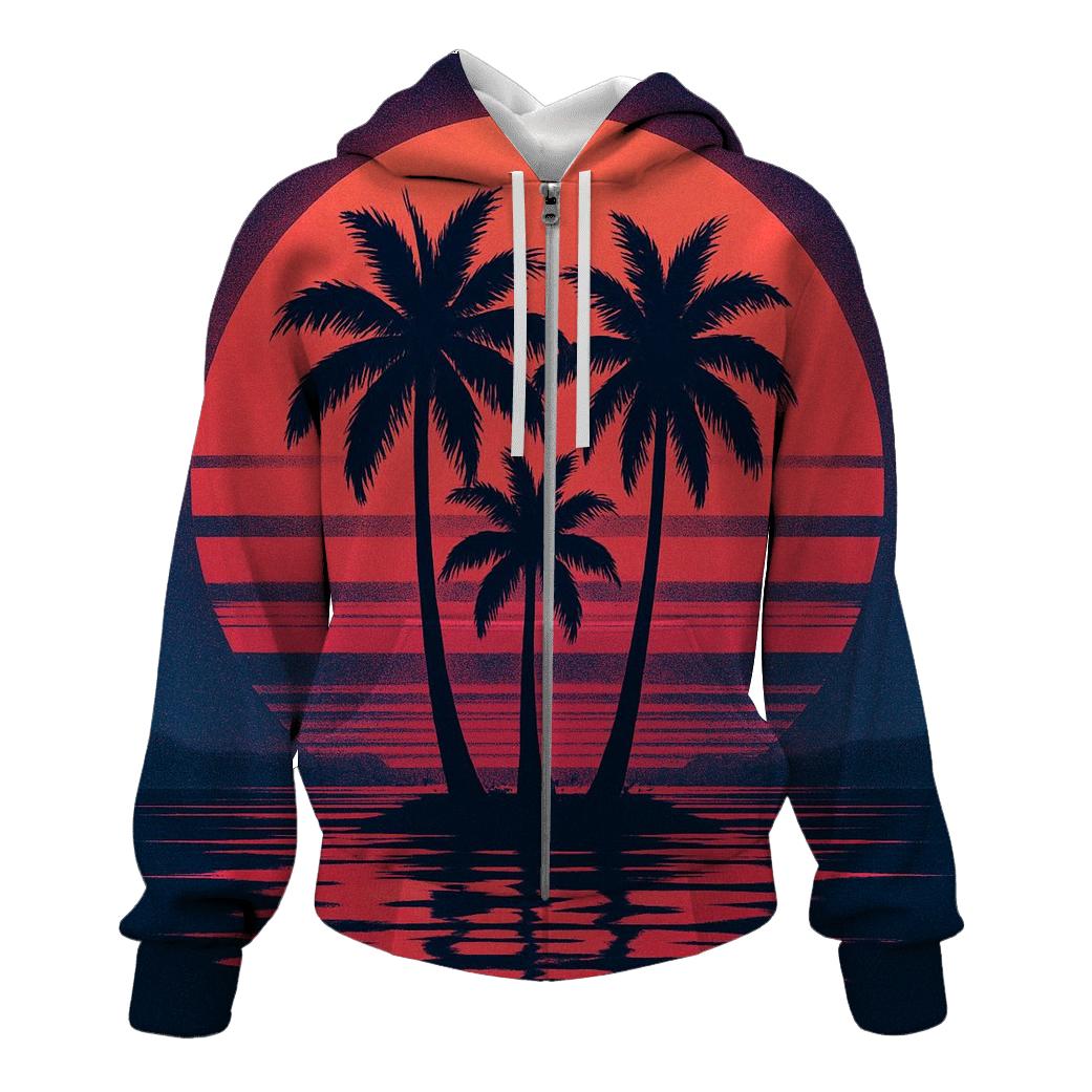 Retro Wave Sunset Palms heavyweight hoodies