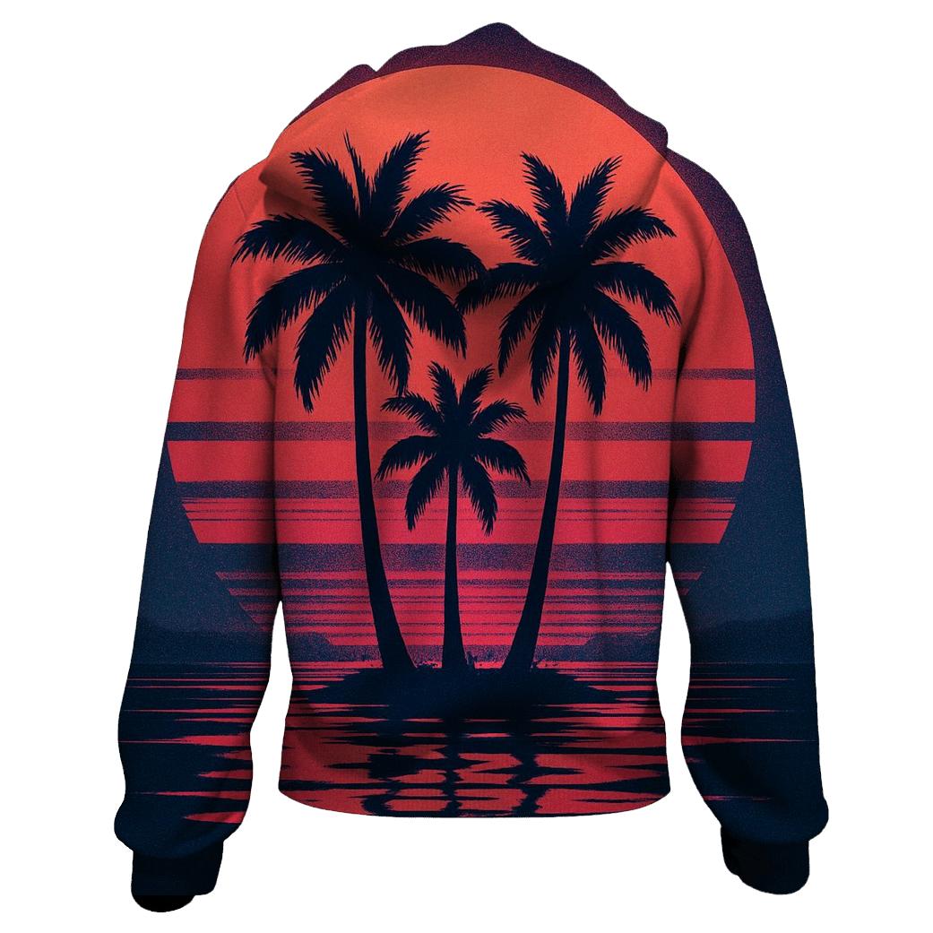 Retro Wave Sunset Palms heavyweight hoodies