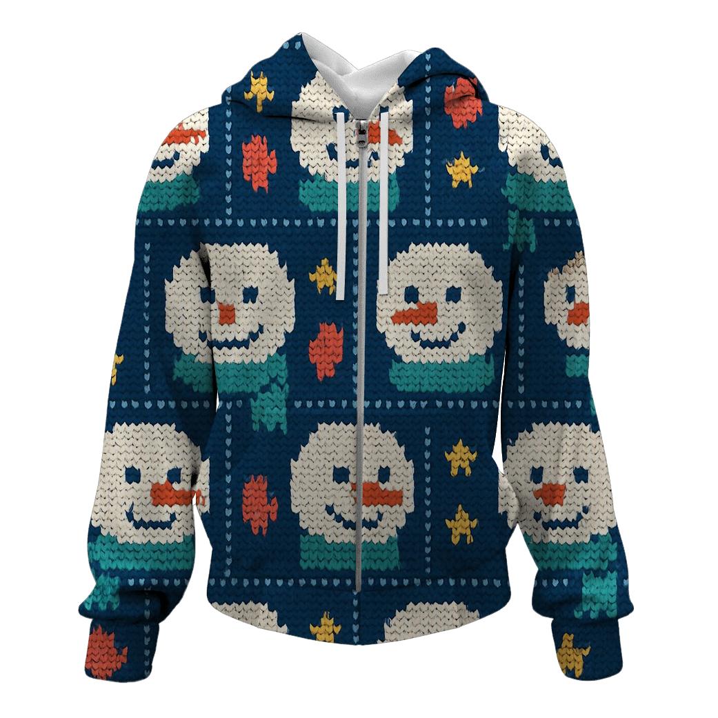 Snowman Scarf Grid Design embroidered hoodies