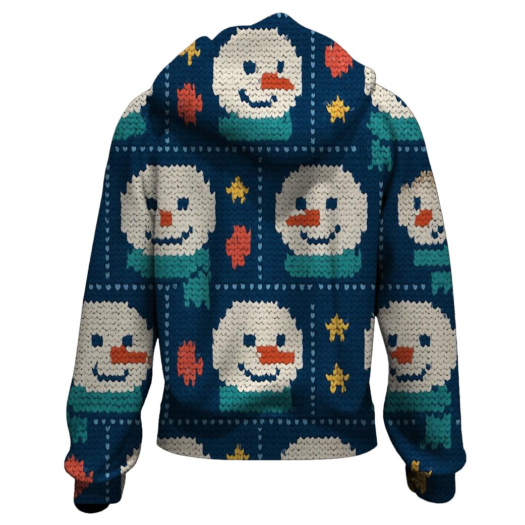 Snowman Scarf Grid Design embroidered hoodies