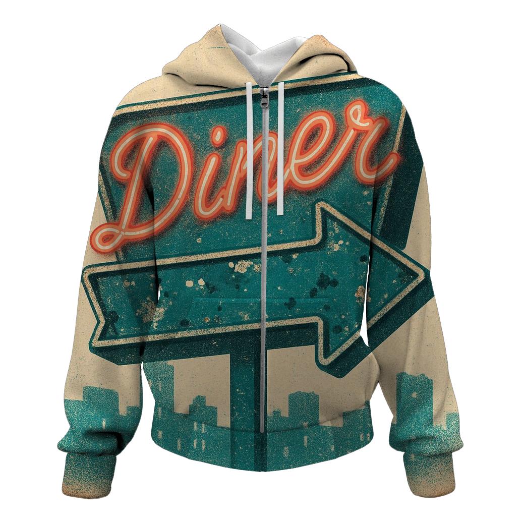 Antique Diner Neon Sign designer hoodies