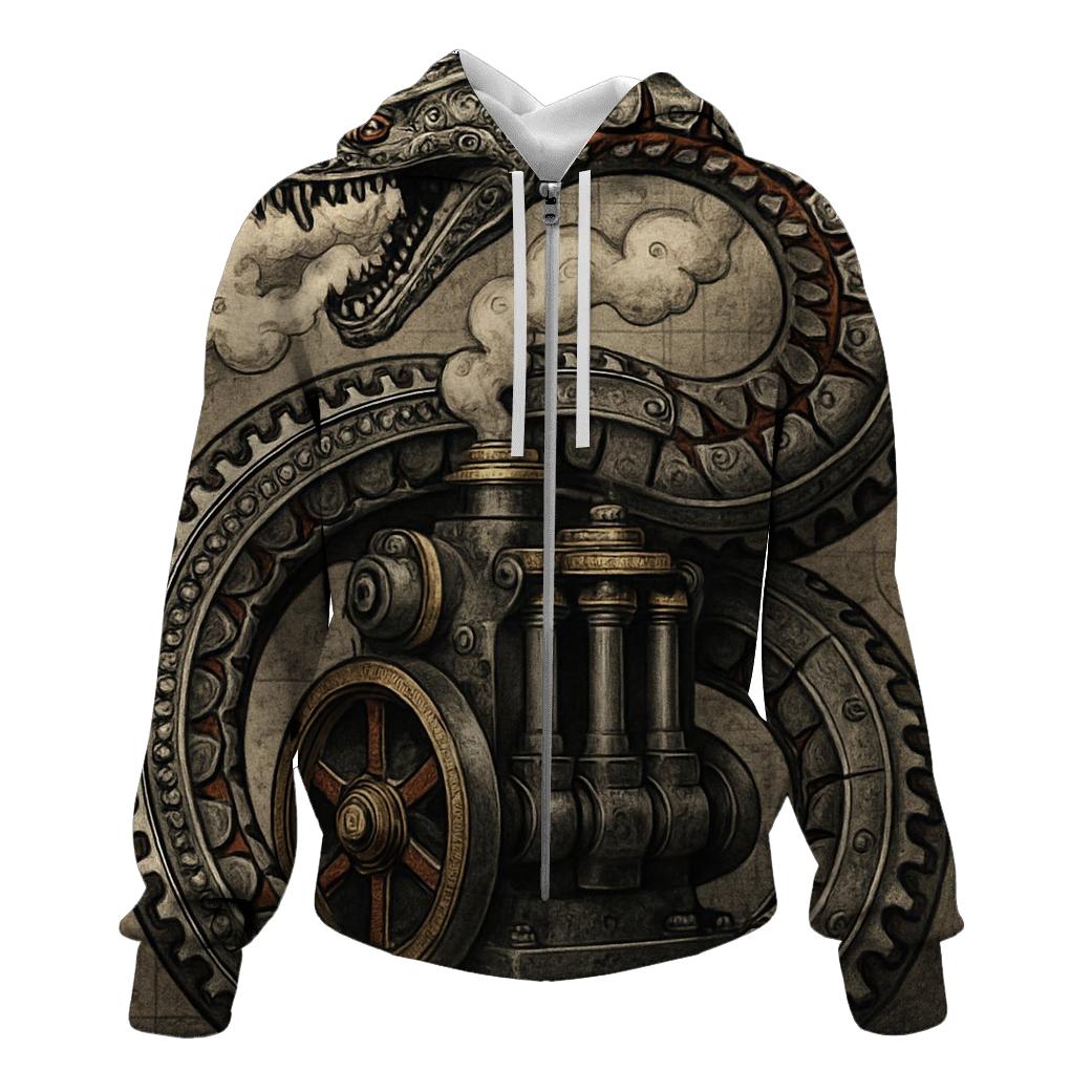 Mechanical Ouroboros Engine printed hoodies