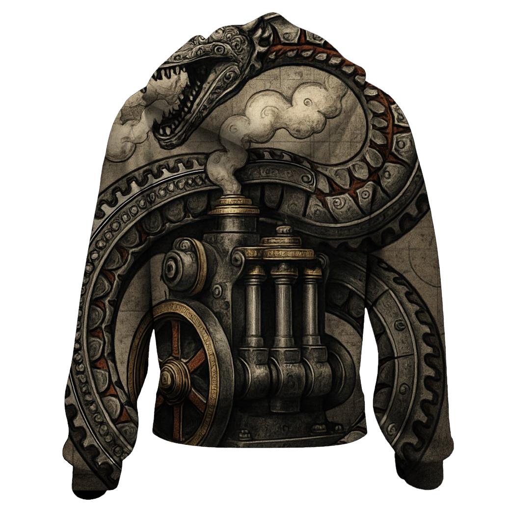 Mechanical Ouroboros Engine printed hoodies