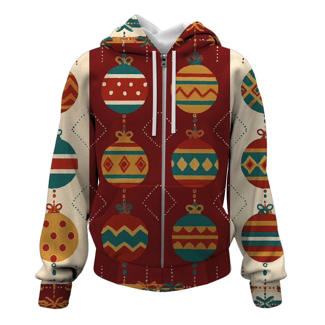 Ornament Ribbon Tapestry Design zip-up hoodies