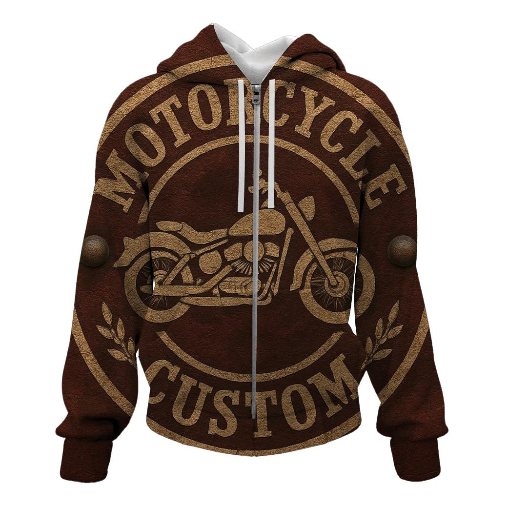 Worn Leather Motorcycle Badge custom hoodies