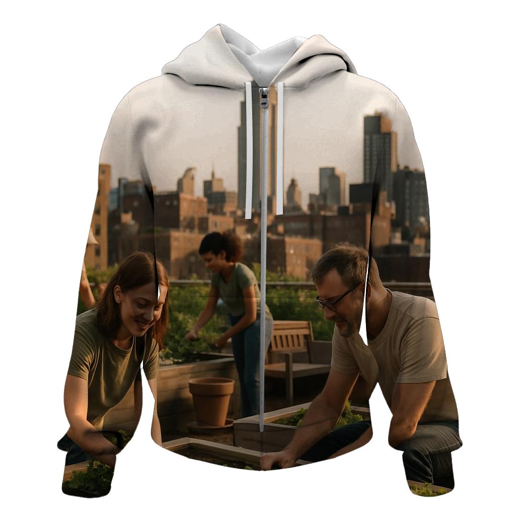 Rooftop Garden Overlook premium hoodies