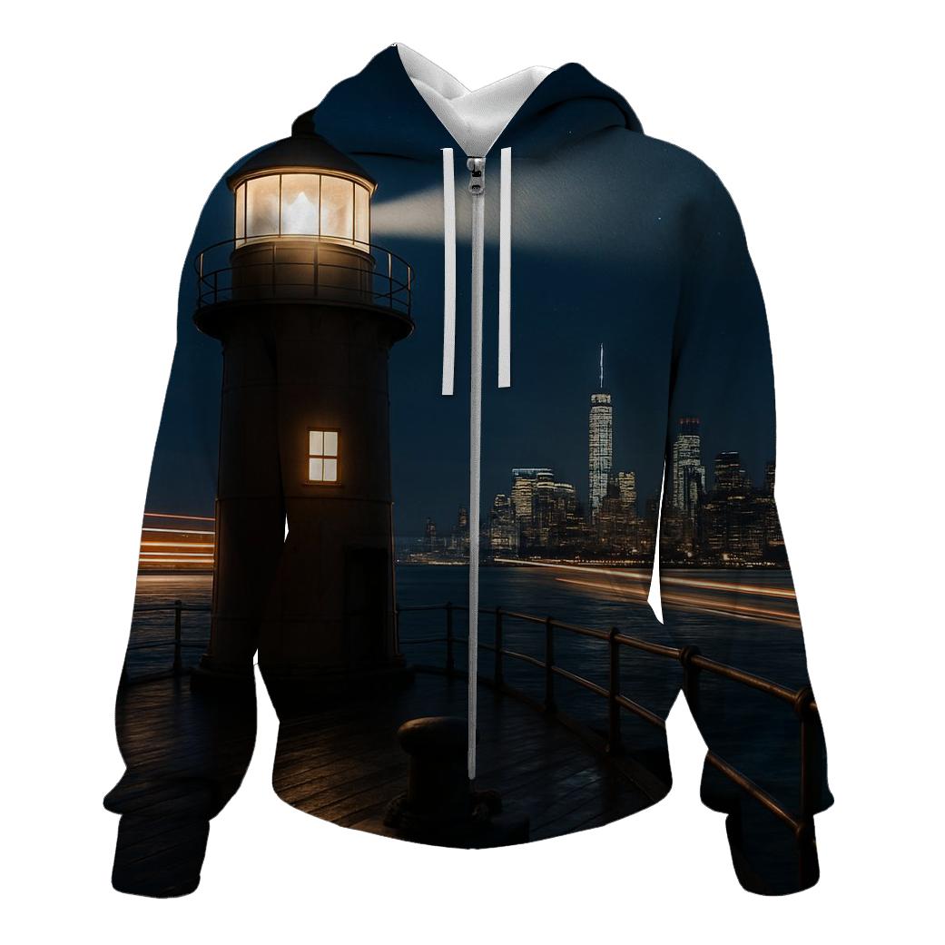 Harbor Lighthouse Night Watch graphic hoodies
