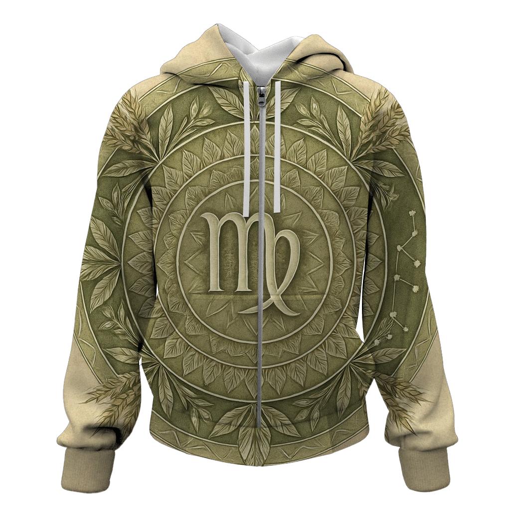Virgo Earth Mandala Pattern designer hoodies
