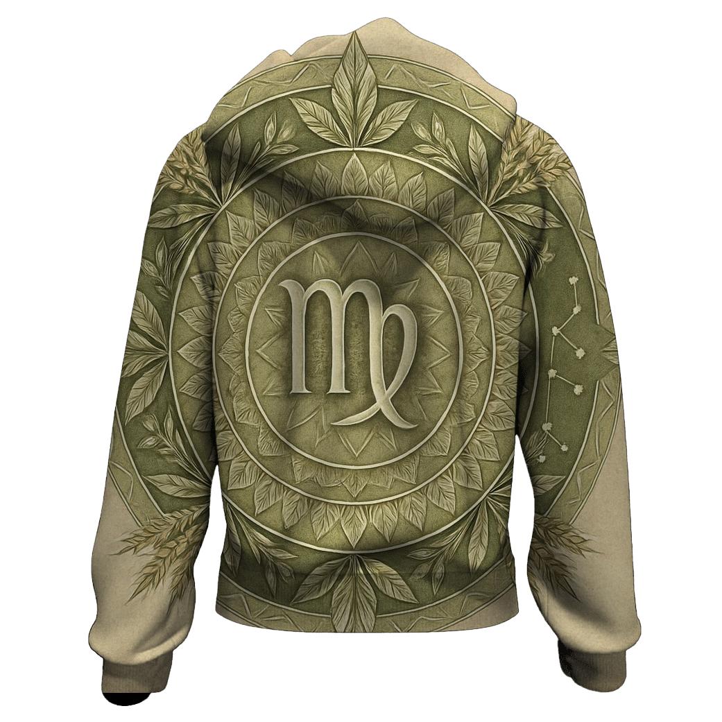 Virgo Earth Mandala Pattern designer hoodies