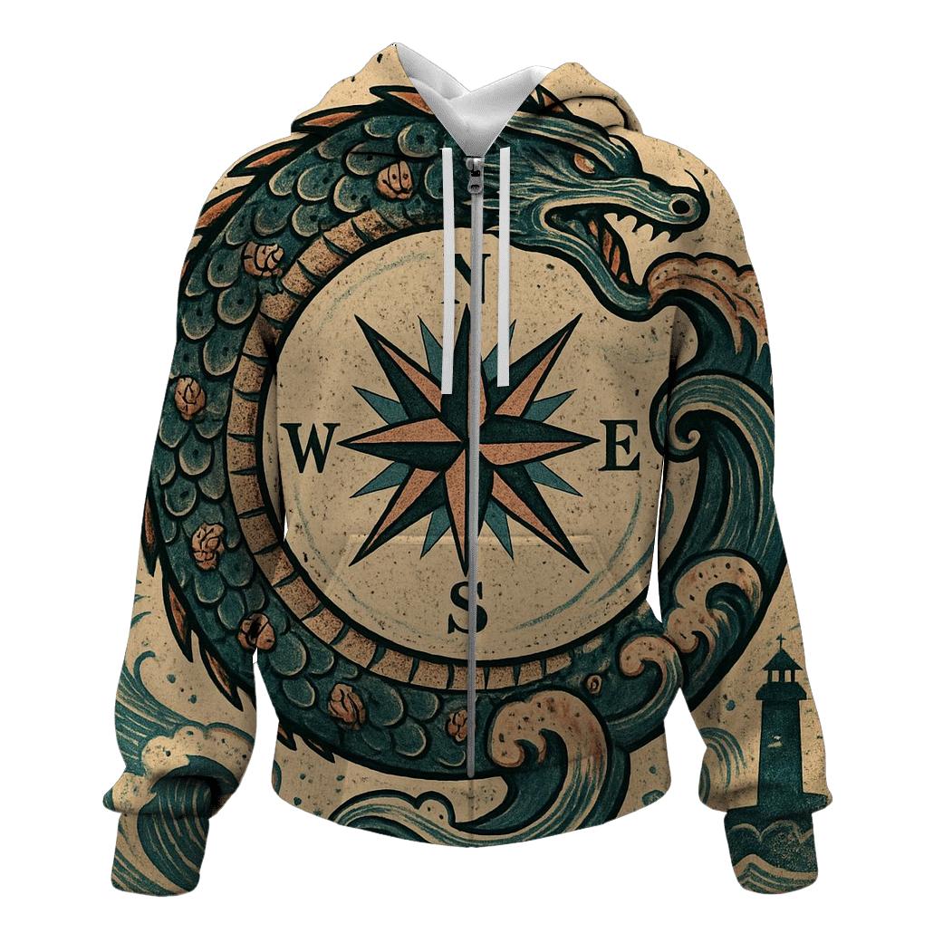 Tidal Serpent Ouroboros Compass hoodie designs
