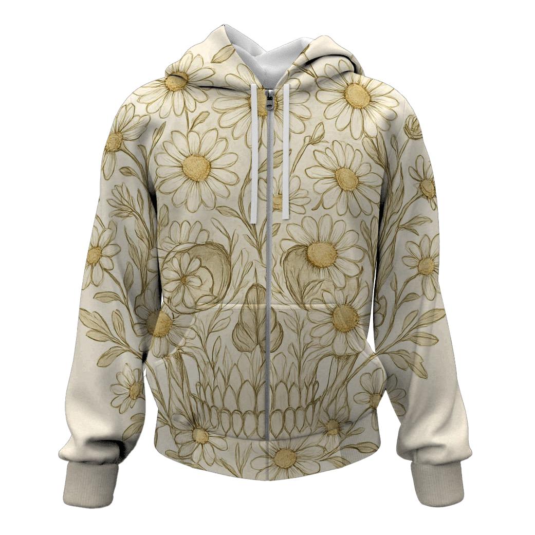 Floral Skull Chamomile pullover hoodies