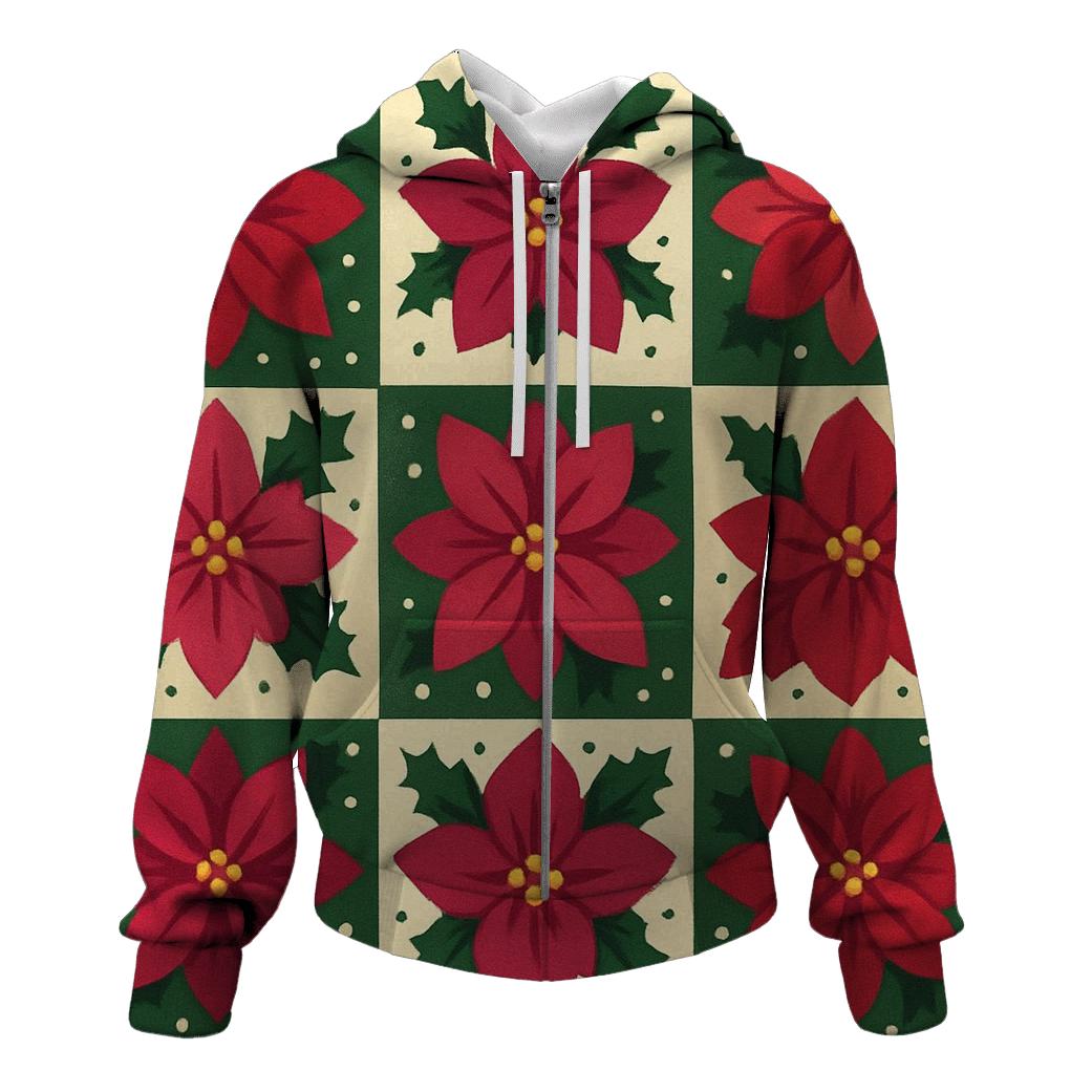 Poinsettia Tile Garden Design designer hoodies