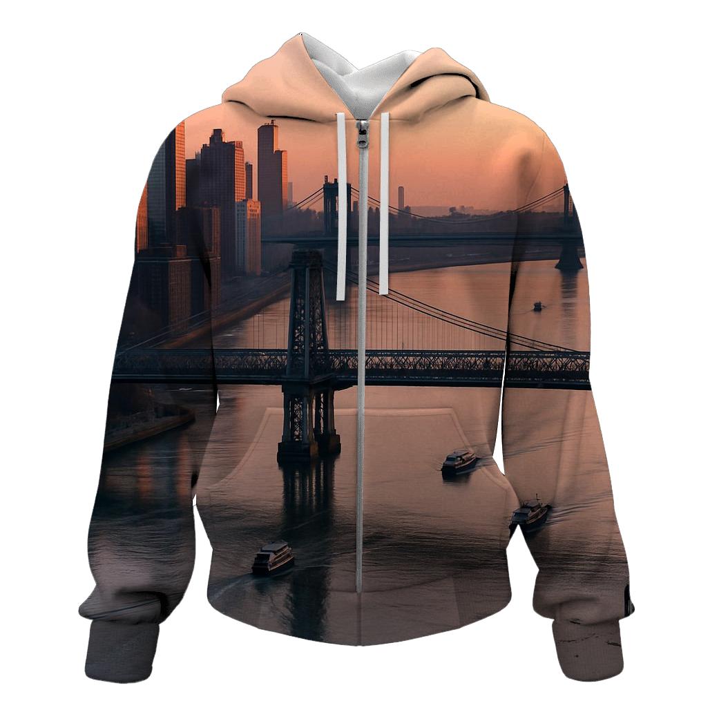 Sunrise Aerial Over East River embroidered hoodies