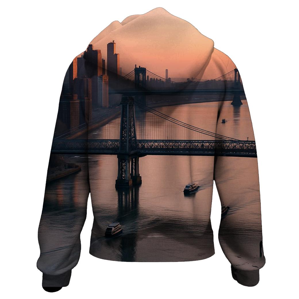 Sunrise Aerial Over East River embroidered hoodies