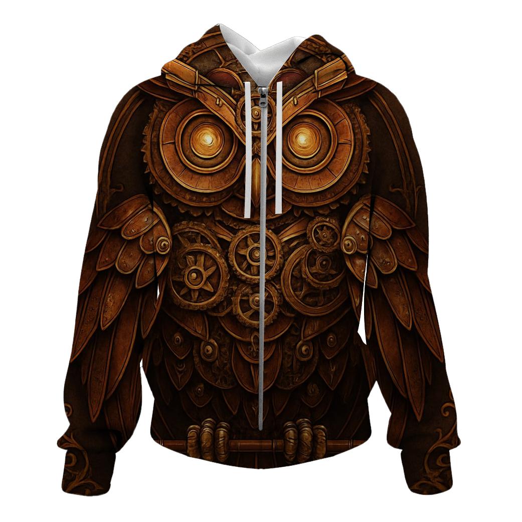 Steampunk Mechanical Owl premium hoodies