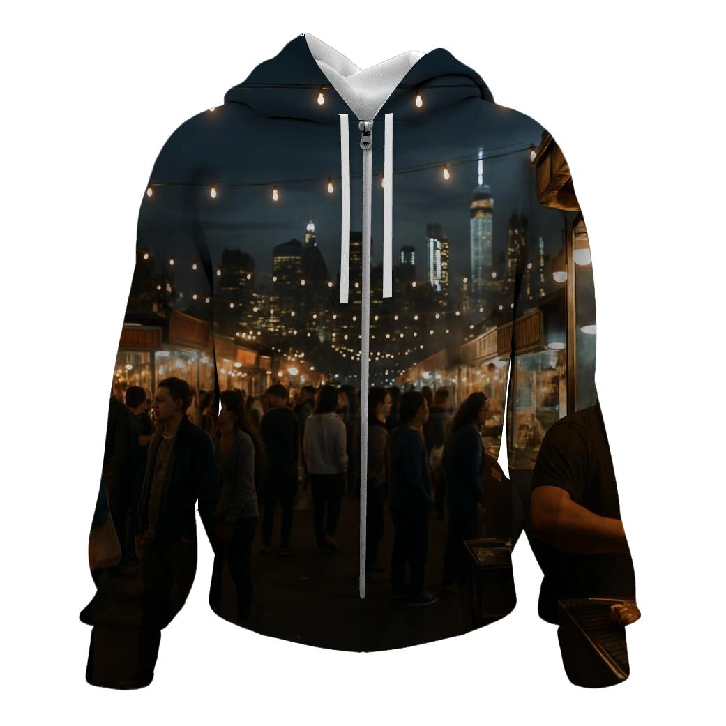 Queens Night Market Panorama custom hoodies