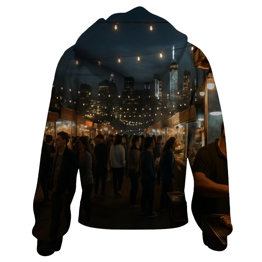 Queens Night Market Panorama custom hoodies