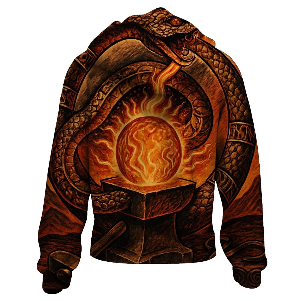 Solar Forge Ouroboros Crest graphic hoodies