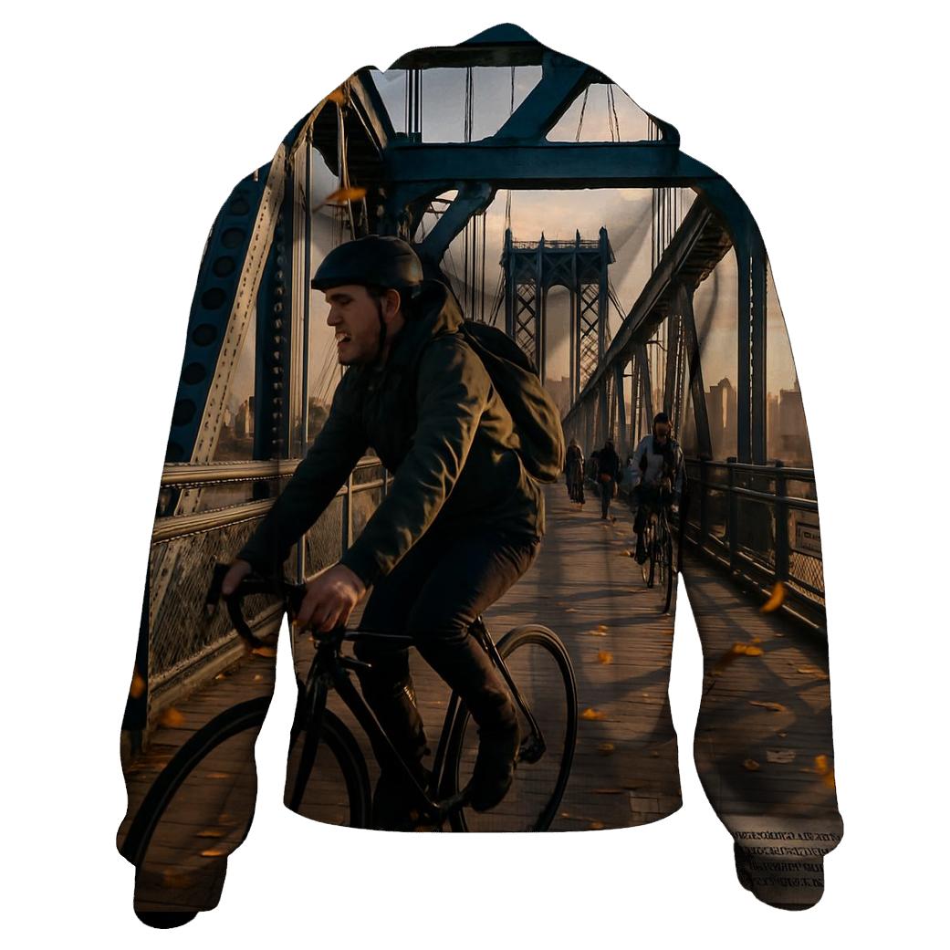 Autumn Bicycle Commute Across Manhattan Bridge hoodie trends