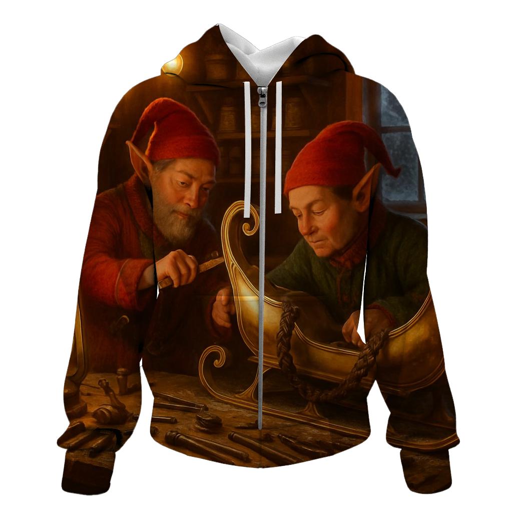 Santa Sleigh Repair Workshop graphic hoodies