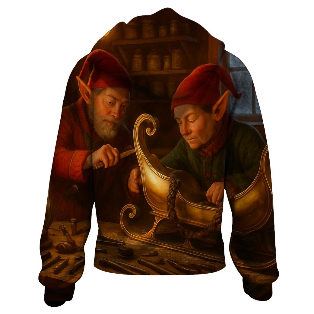 Santa Sleigh Repair Workshop graphic hoodies
