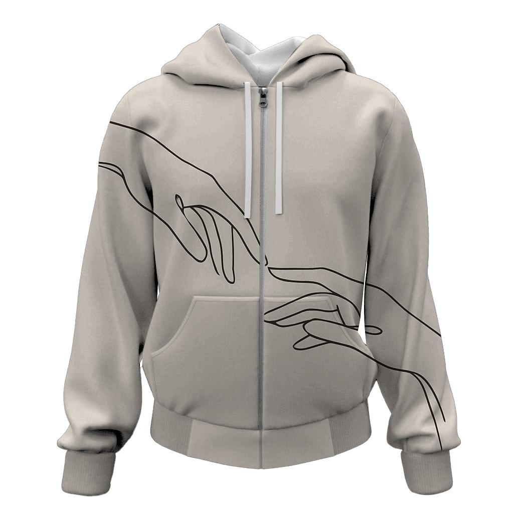 Minimalist Line Art Hands heavyweight hoodies