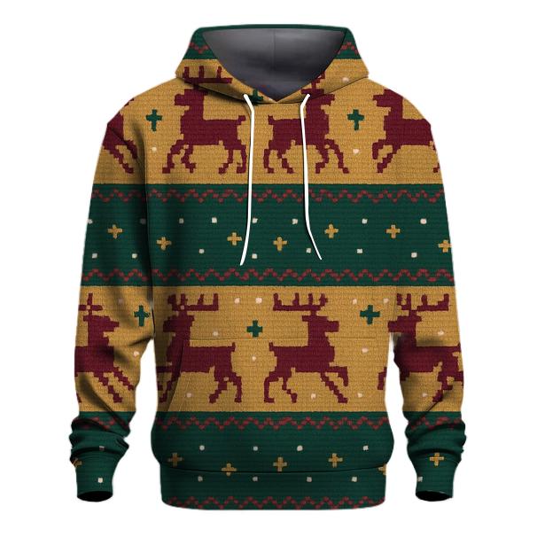 Reindeer Ribbon Carousel Design embroidered hoodies