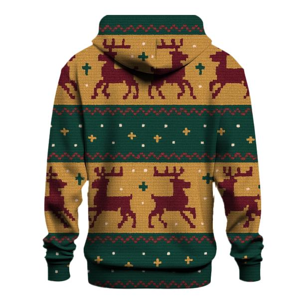 Reindeer Ribbon Carousel Design embroidered hoodies